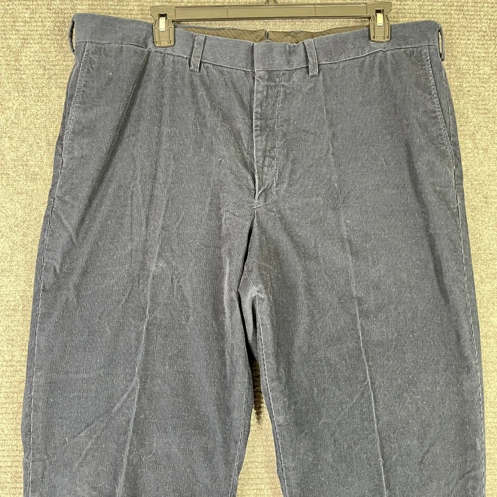 Lands End Traditional Fit Corduroy Pants Trousers Flat Front Navy Blue 42‎ Mens
